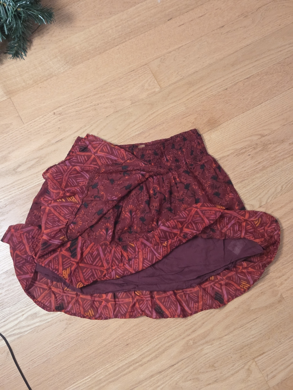 Free People Skirt Riviera Mini Geo Floral Print Pleated Ruffled Asymmetrical L - Picture 7 of 7